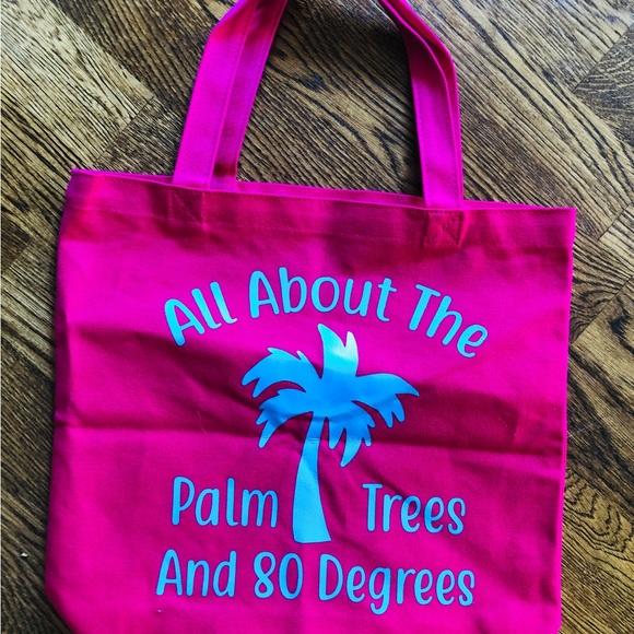 Beach Handmade Cloth Tote Bag. Pink Perfect Size - Picture 2 of 3